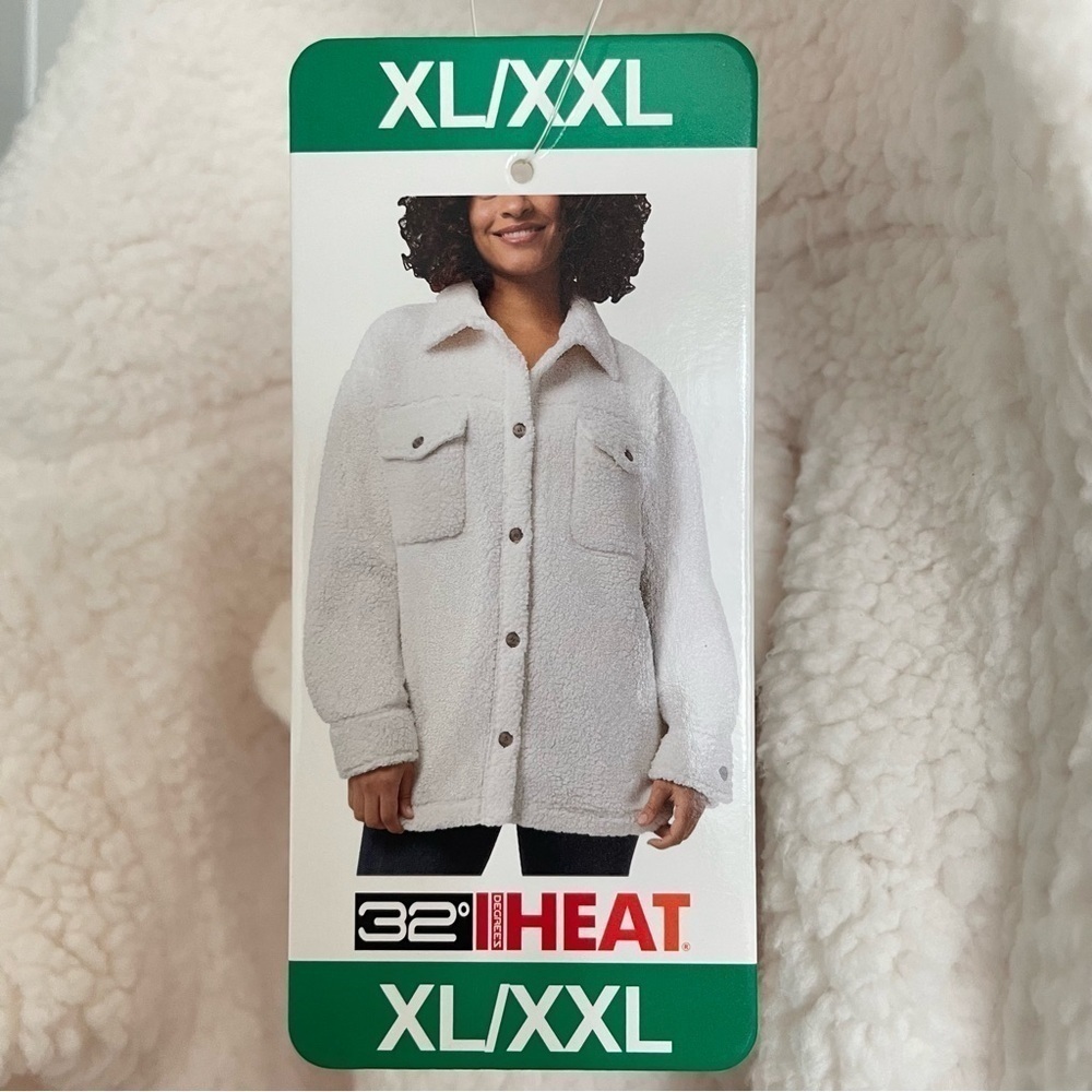 $15 SALE Shacket NWT Cream Off-White Fuzzy Jacket XL/XXL Outdoor by 32 Degrees - Picture 6 of 10